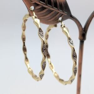 LIRM Signed Gold Sterling Silver 925 Vermeil Two Tone Hoop Earrings 1.5in 5.86g